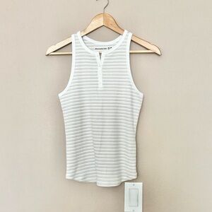 Abercrombie White/tan  Striped Tank Top